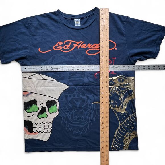 Ed Hardy Christian Audigier Skull Cobra Foil AOP T Shirt Y2K Streetwear Hype L - Picture 12 of 12